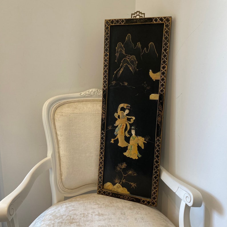Vintage Chinese Mother of Pearl Lacquer Wall Panel Etsy UK