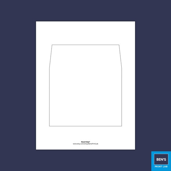 Downloadable Square Flap Envelope Liner Template for A7 Envelopes