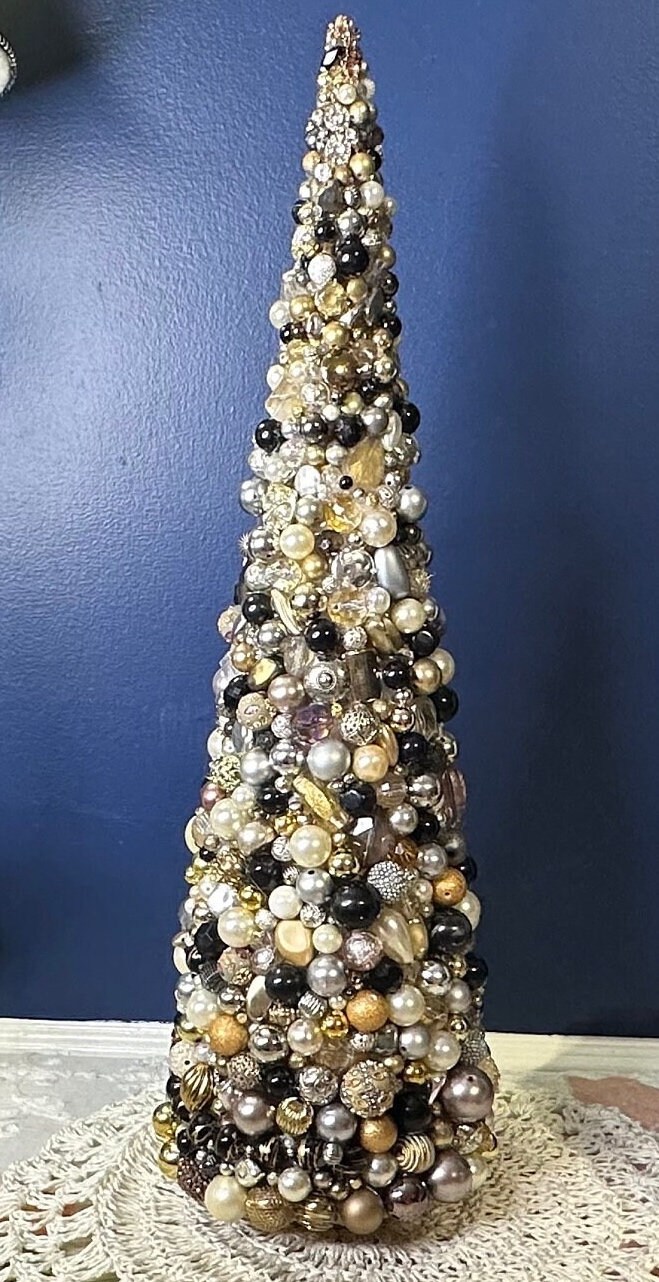 24 Jeweled Tree Gold Silver & Black Crystals Vintage and Repurposed ...