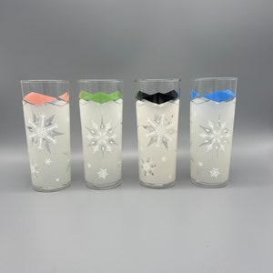 Vintage Retro Mid-Century Modern Libbey Diamond & Atomic Snowflake Highball Glass - Pink, Green, Black, Blue - Single, Replacement or Set