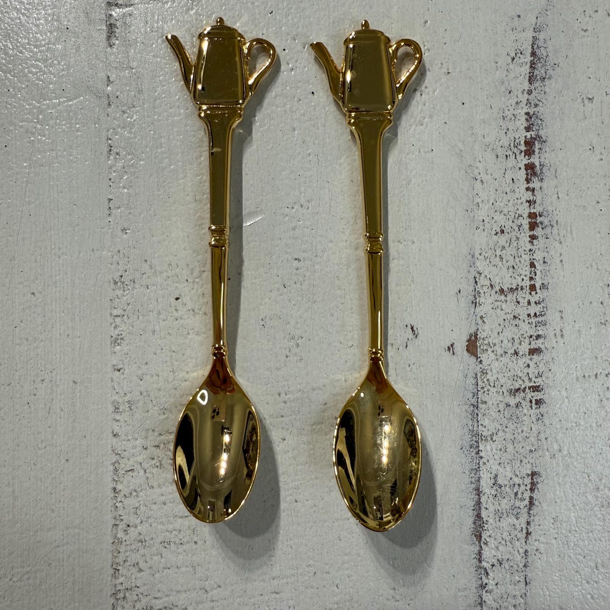 Teapot Golden Tea Spoon Pair - Etsy