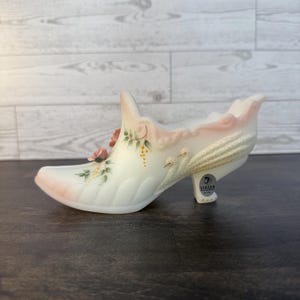 Fenton Satin White Rose and Swan Slipper