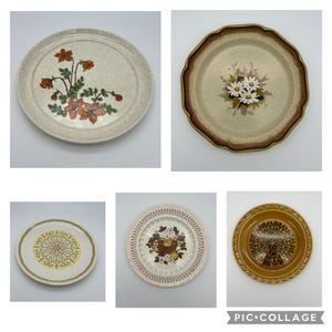 Vintage Stoneware Plates, Mismatched Dinner Plates, Retro Dishes, 70&#39;s Dinnerware, Boho Tableware, Choose A Plate, Mix & Match, Replacements