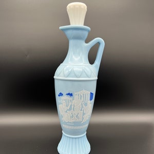 Vintage 1961 Jim Beam Grecian Blue Milk Glass Decanter