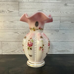 Fenton Rosalene Charleton Collection Ruffle Top Perlen Melon Vase