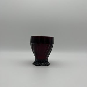Vintage Retro MCM Anchor Hocking Swirl Royal Ruby 10oz Flat Tumbler Glass