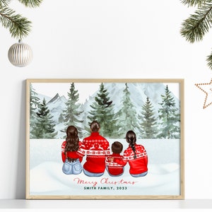 Personalisiertes Weihnachtsporträt der Familie | Weihnachten Ausdrucke | Familie Weihnachtsgeschenke