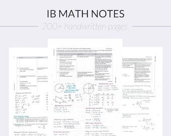 IB Mathematics Notes HL | Handwritten Revision Notes | Study Guide | Poster | Mindmaps