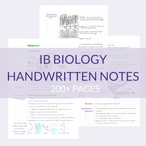 Notes de biologie de l'IB NS et HL | Notes de révision manuscrites | Guide d'étude | affiche | Cartes mentales
