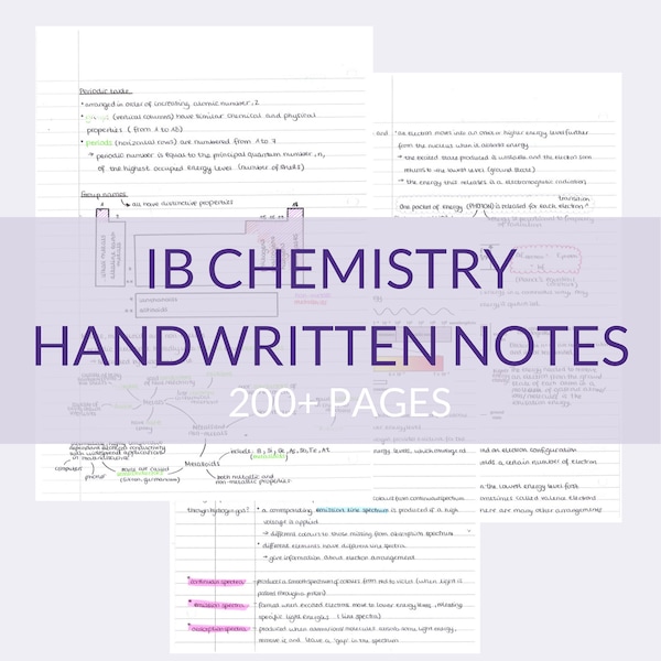 IB Chemie Ultimative Hinweise SL und HL | Handschriftliche Überarbeitungsnotizen | Studienführer | Plakate