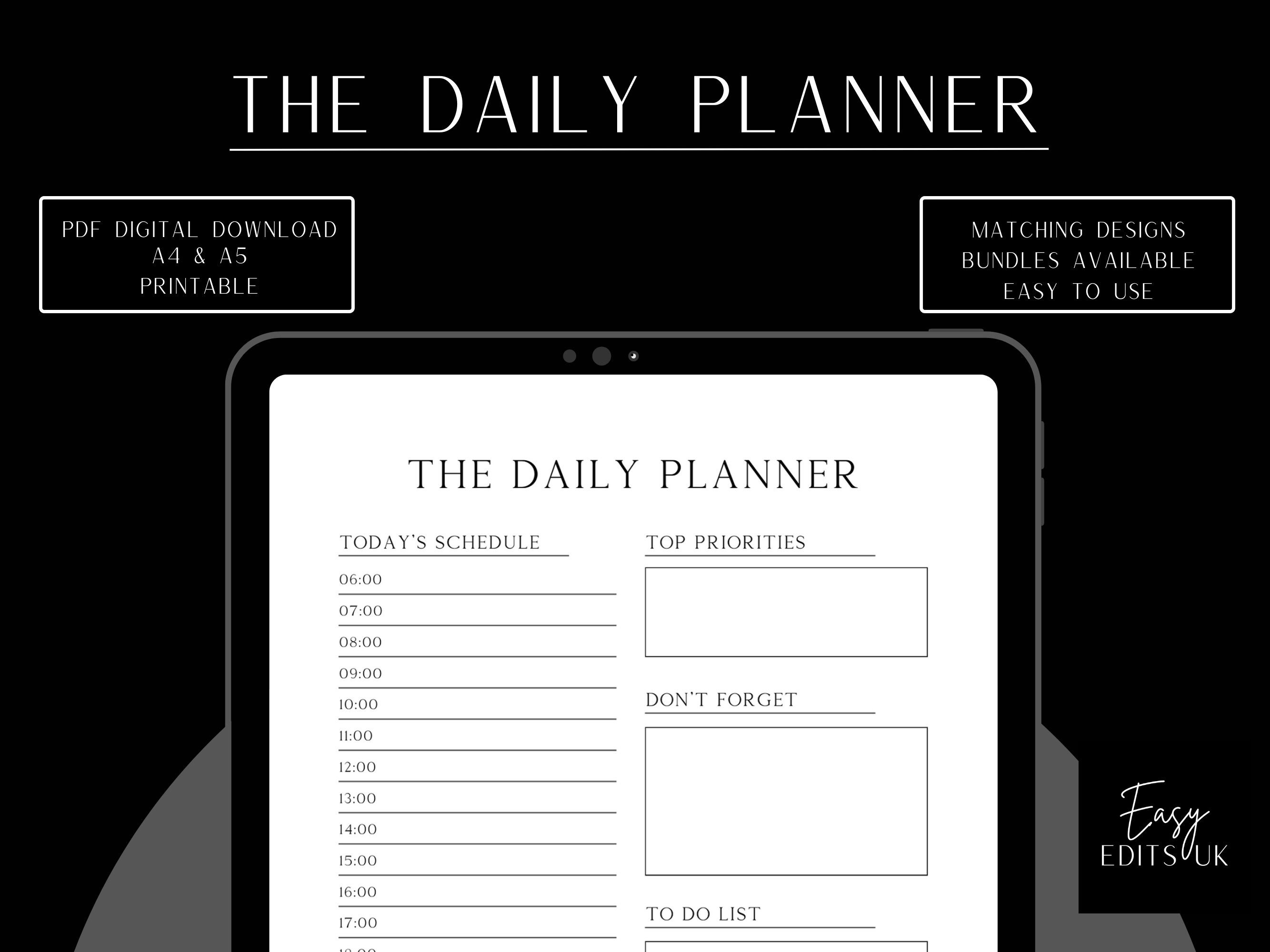 Daily Planner Printable Digital Download Daily to Do List for Work/home ...