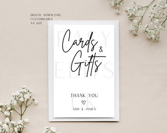 Cards and Gifts Sign Modern Wedding Sign Template Wedding Gifts Sign Bridal Shower Gift Sign Baby Shower Gift Sign