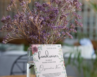 Floral Fundraiser Event Invite, Editable Template (Digital Download)