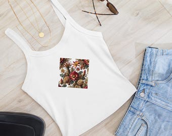 Women's Micro-Rib Tank Top – Stretch Scoop Neck, Thick Straps, Mid-Length, Soft Cotton Blend | Layering Basic for Casual or Chic Looks