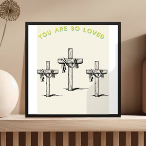 Arte cristiano inspirador, Eres tan amado, Impresión digital, Decoración de pared religiosa, Regalo de Pascua, Versículo bíblico, Cartel de fe, Descarga instantánea