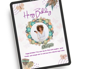 Editable Happy Birthday Card Template, Printable Canva Design (Digital Download)