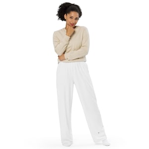 All-over print unisex wide-leg pants -White