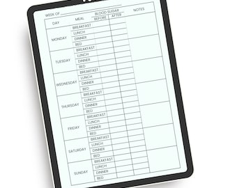 Daily Diabetic Tracker Printable, GoodNotes & Canva Compatible (Digital Download)