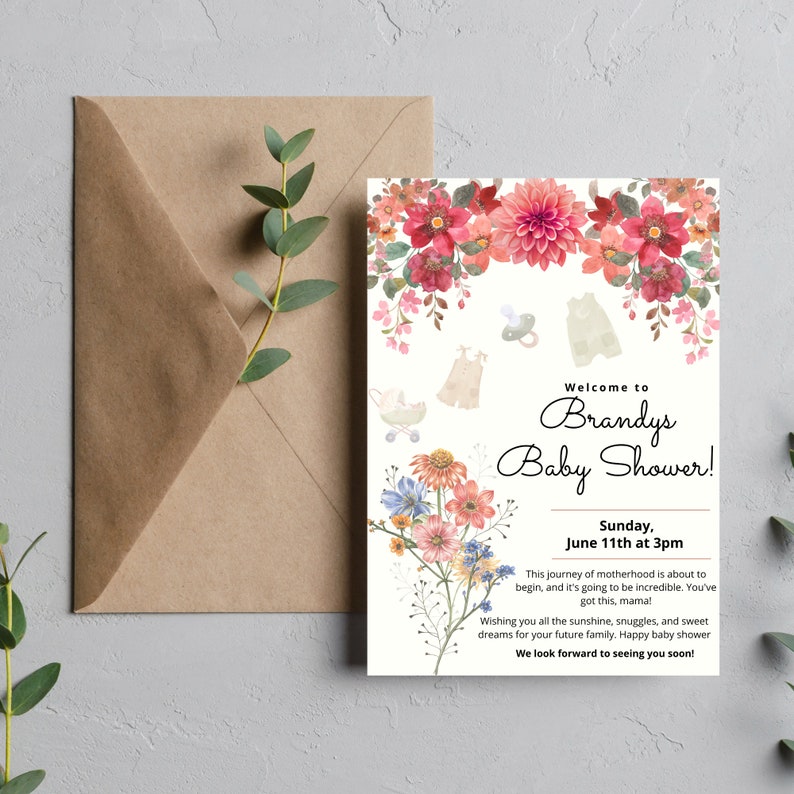 Baby Shower Printable Template, Editable Baby Shower Card, Digital ...