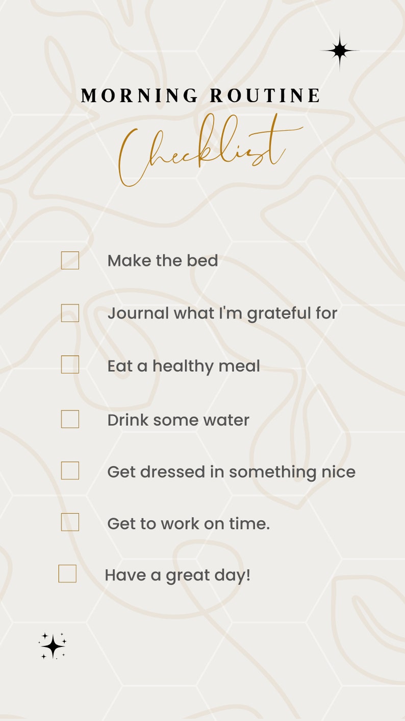 Positive Morning Routine Checklist Printable Planner, Everyday Planner ...
