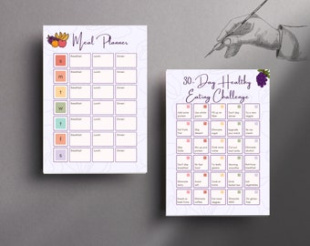 Colorful Violet Meal Planner, Healthy Eating Challenge (Digital Download)