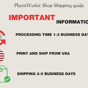 Pode incluir: Um c&iacute;rculo vermelho com uma marca de verifica&ccedil;&atilde;o branca dentro e uma seta vermelha apontando no sentido hor&aacute;rio em torno da marca de verifica&ccedil;&atilde;o. Abaixo do c&iacute;rculo est&aacute; o texto "PROCESSING TIME 1-3 BUSINESS DAYS". Abaixo disso est&aacute; um c&iacute;rculo vermelho, branco e azul que representa a bandeira americana. Abaixo da bandeira est&aacute; o texto "PRINT AND SHIP FROM USA". Abaixo disso est&aacute; uma caixa verde com uma marca de verifica&ccedil;&atilde;o branca no canto inferior direito. Abaixo da caixa est&aacute; o texto "SHIPPING 2-5 BUSINESS DAYS".