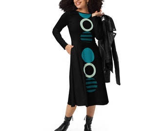 knee length dresses for ladies IC Collection Newspaper Print Dress-IC-4506D – Unique Apparel USA main image 1