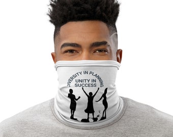 Unveil Versatility with the Diversity in Planning Printed Neck Gaiter in White