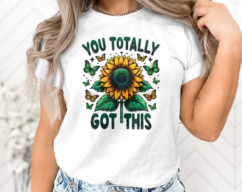 Sunflower Butterfly T-Shirt, Inspirational Quote, Women's Tee