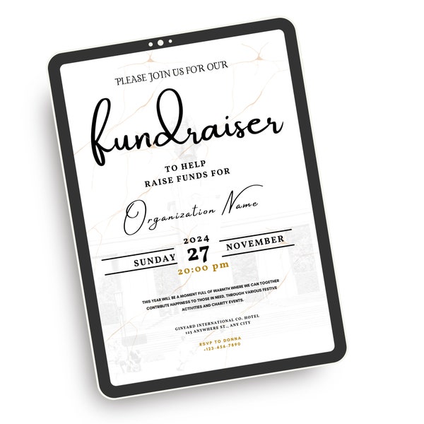 Fundraiser Event Invite Printable Template, Editable Event invite Flyer, Digital Download, Editable Canva Instant Download