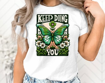 Butterfly Graphic Tee: Inspirational Women's Cotton T-Shirt