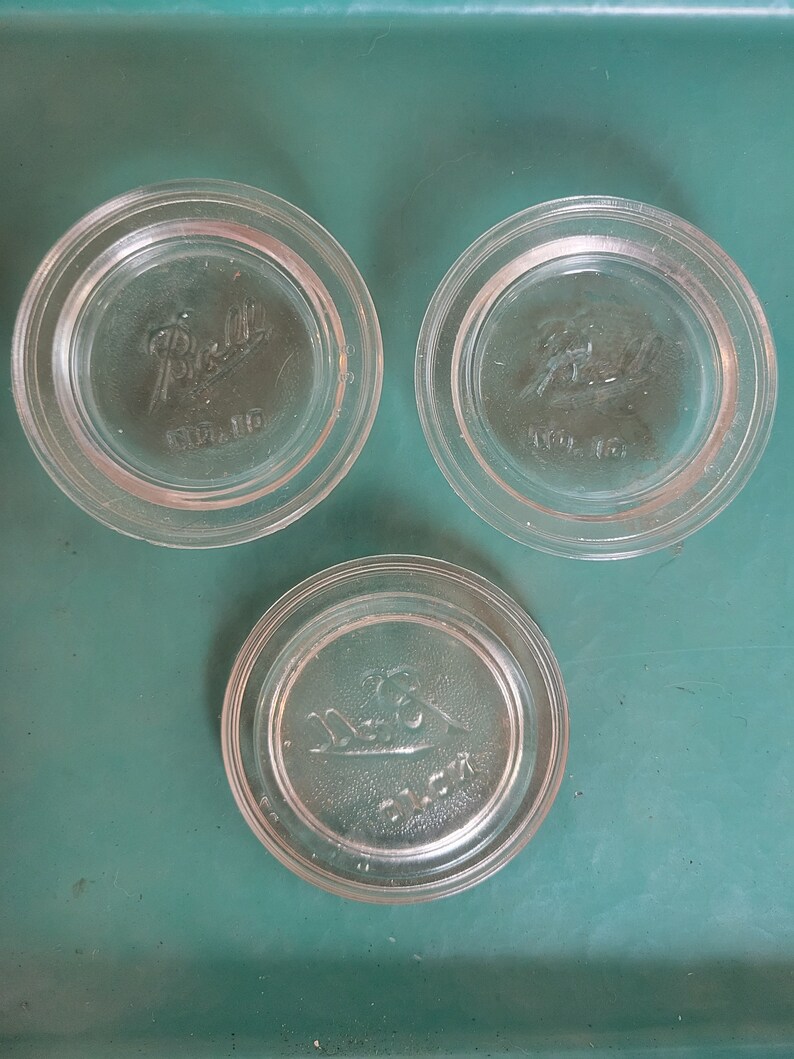 Vintage Glass Canning Jar Lids Etsy