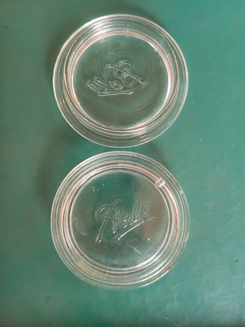 Vintage Glass Canning Jar Lids Etsy