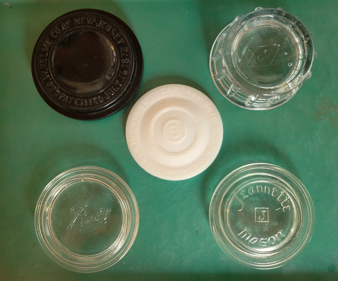 Vintage Glass Canning Jar Lids Etsy