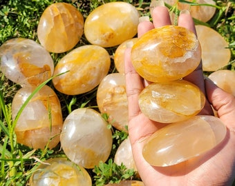 Natural Citrine Palm Stone for Manifestation and Joyful Living