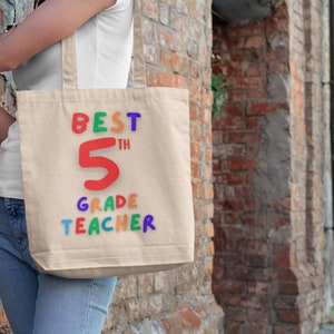 Best Fifth 5th Grade Teacher Canvas Tote Coach Gift Team Banquet End of School