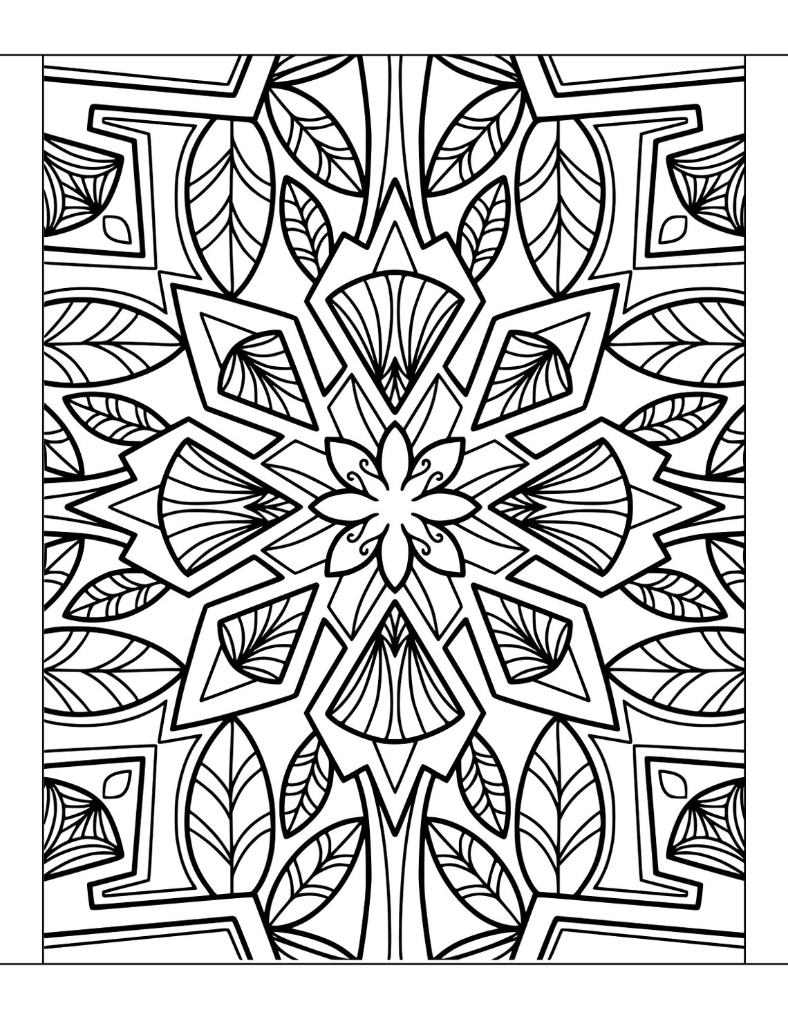 10 Coloring Pages, Flowers Kaleidoscope Coloring, Digital Download ...