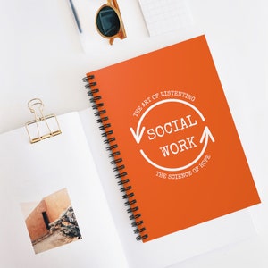 Social Work Orange Spiral Journal Notebook Teacher Men Women Graduation Friends School Gift - Ruled Line