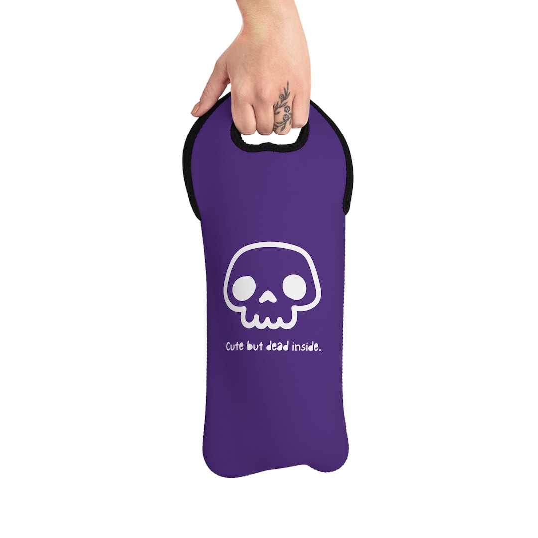 Funny Wine Tote Bag Purple cute but Dead Inside Men Women Birthday