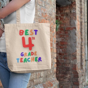 Best Fourth 4th Grade Teacher Canvas Tote Coach Gift Team Banquet End of School