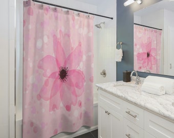 Pink Floral Shower Curtain New Apartment Housewarming gifts