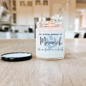 Personalized pet loss candle for Pet loss In loving memory of pet candle for memorial to pet Custom death of pet candle for memorial candle