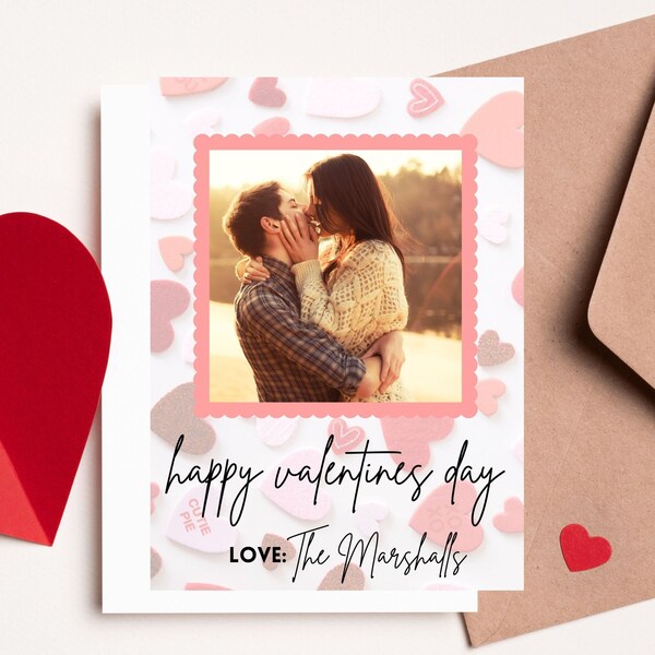 Valentine's Day Greeting Card Template for CANVA valentines Day card template for Valentine's Day Photo Card for February 14th Card