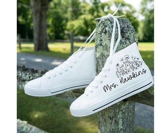 Custom Bride High-Top Sneakers: Personalized Wedding Shoes for Bride