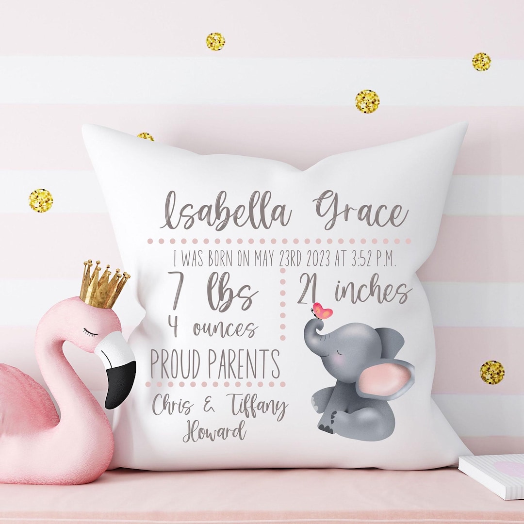 Personalized Baby Pillow for Baby Girl Birth Stat Pillow Custom Birth ...