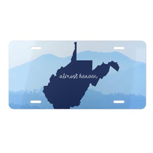 Customizable West Virginia Vanity Plate - West Virginian Gift - WVU Car Accessories, Almost Heaven License Plate