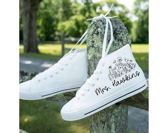 Custom Bride Sneaker Personalized Bride shoes Custom wedding sneakers for bride custom high-tops wedding shoe for wedding Bridal shoes