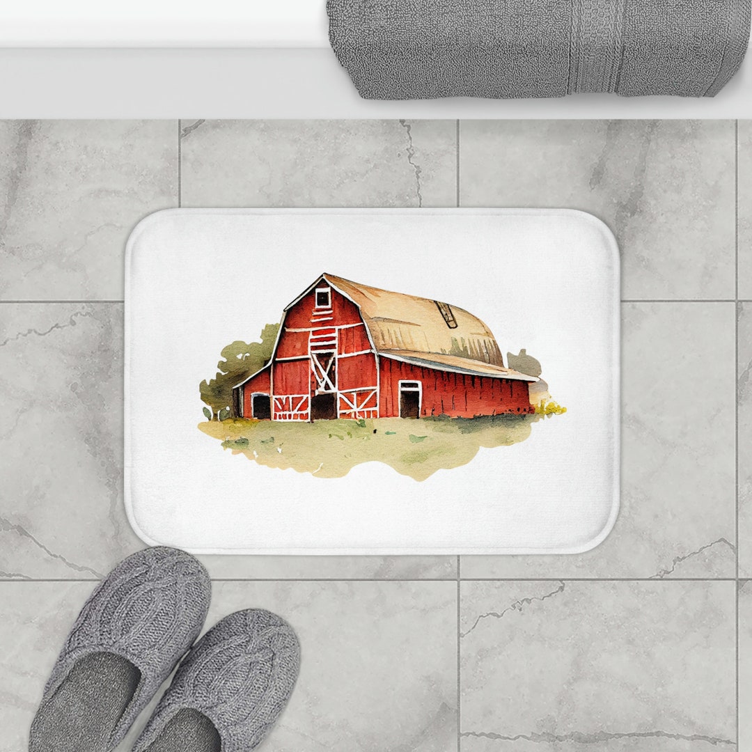 Bath Mat Farmhouse Barn Bathmat Farmhouse Decor Bathroom Matching