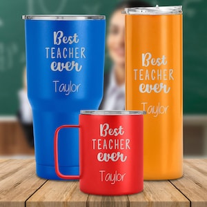 Best teacher ever personlized with name tumbler, thank you for teacher, stainless steel mug, teacher's day gift
