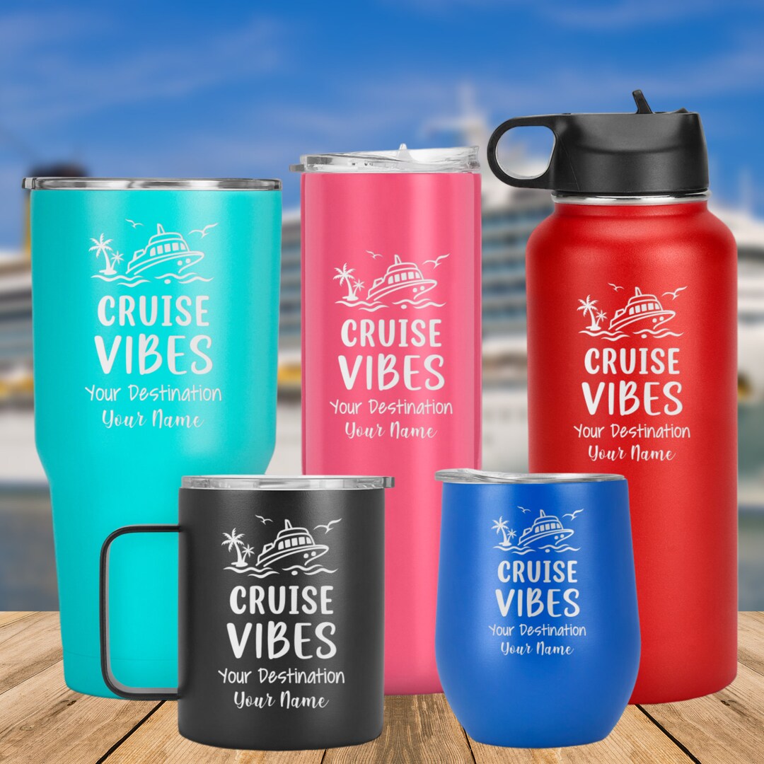 Personalized VACATION Tumblers, cruise Vibes Laser Engraved Design